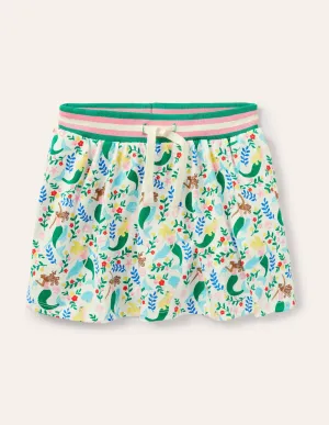 Jersey Skort-Ivory Mermaid Garden