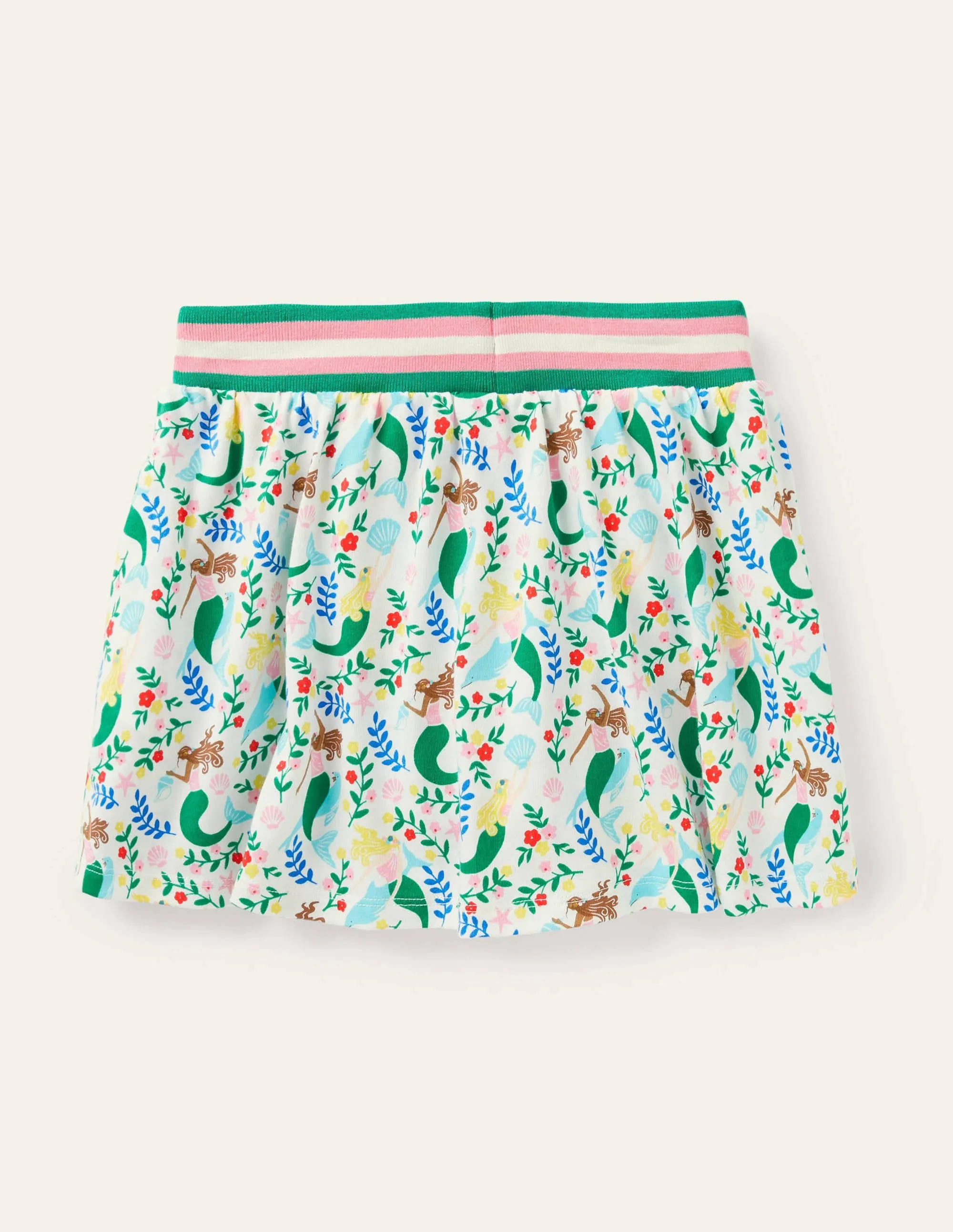 Jersey Skort-Ivory Mermaid Garden