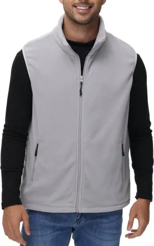 JIHUILAI Mens Fleece Vest Lightweight Sleeveless Polar Fleece Zip Up Outerwear Vests winter Warm Jacket With Zipper Pockets