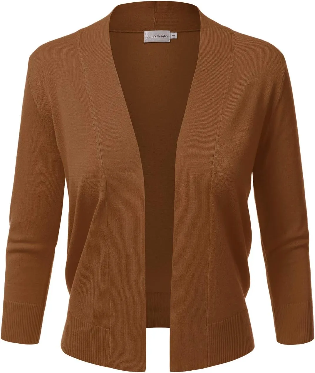 JJ Perfection Casual Crop Open Front Knit Cardigan 3/4 Sleeve Cropped Cardigan Basic Sweater Jacket for Womens with Plus Size