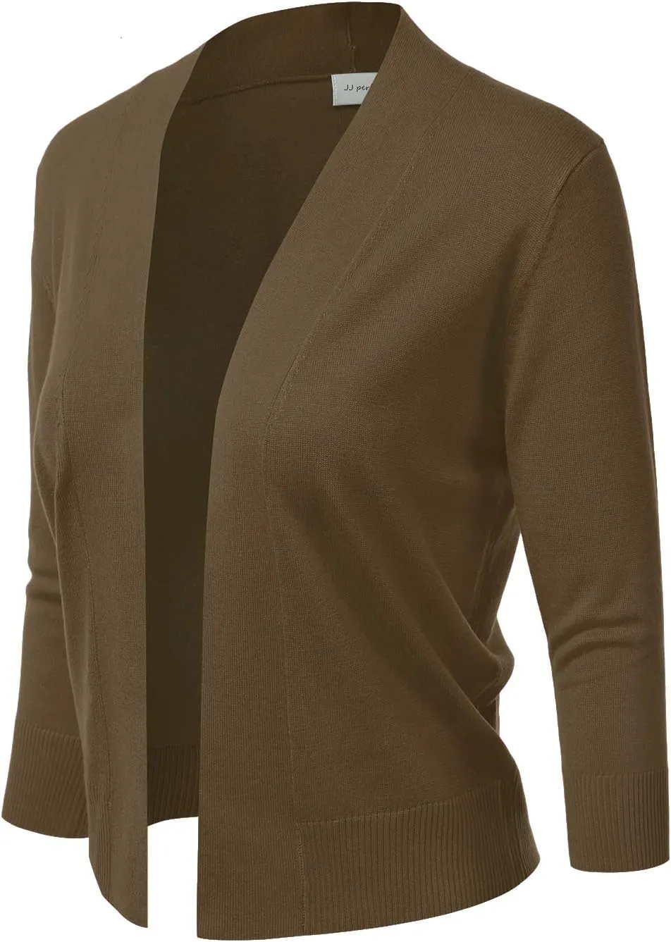 JJ Perfection Casual Crop Open Front Knit Cardigan 3/4 Sleeve Cropped Cardigan Basic Sweater Jacket for Womens with Plus Size
