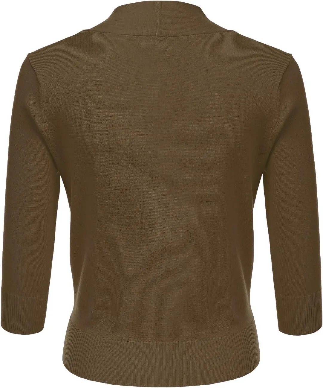 JJ Perfection Casual Crop Open Front Knit Cardigan 3/4 Sleeve Cropped Cardigan Basic Sweater Jacket for Womens with Plus Size