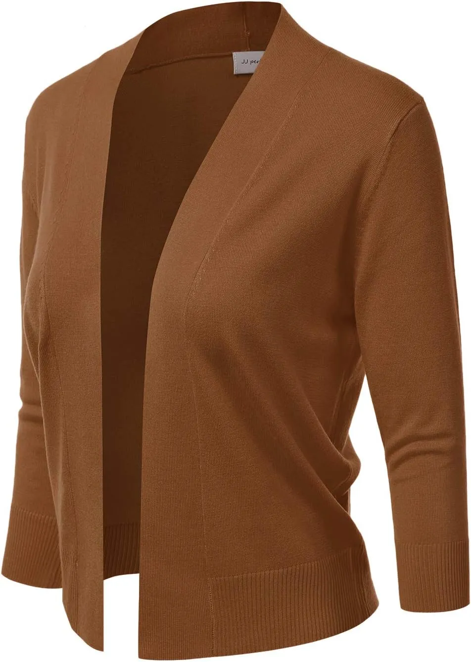 JJ Perfection Casual Crop Open Front Knit Cardigan 3/4 Sleeve Cropped Cardigan Basic Sweater Jacket for Womens with Plus Size