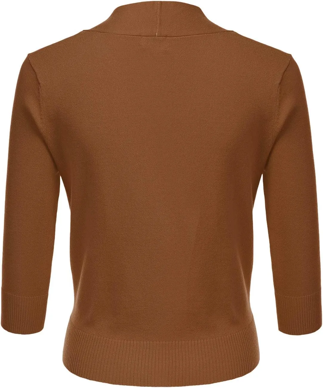 JJ Perfection Casual Crop Open Front Knit Cardigan 3/4 Sleeve Cropped Cardigan Basic Sweater Jacket for Womens with Plus Size