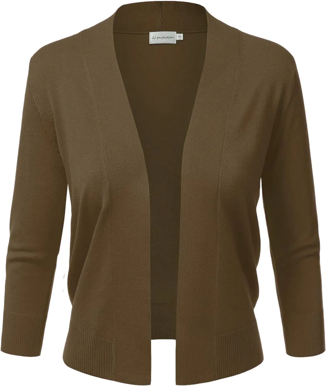 JJ Perfection Casual Crop Open Front Knit Cardigan 3/4 Sleeve Cropped Cardigan Basic Sweater Jacket for Womens with Plus Size