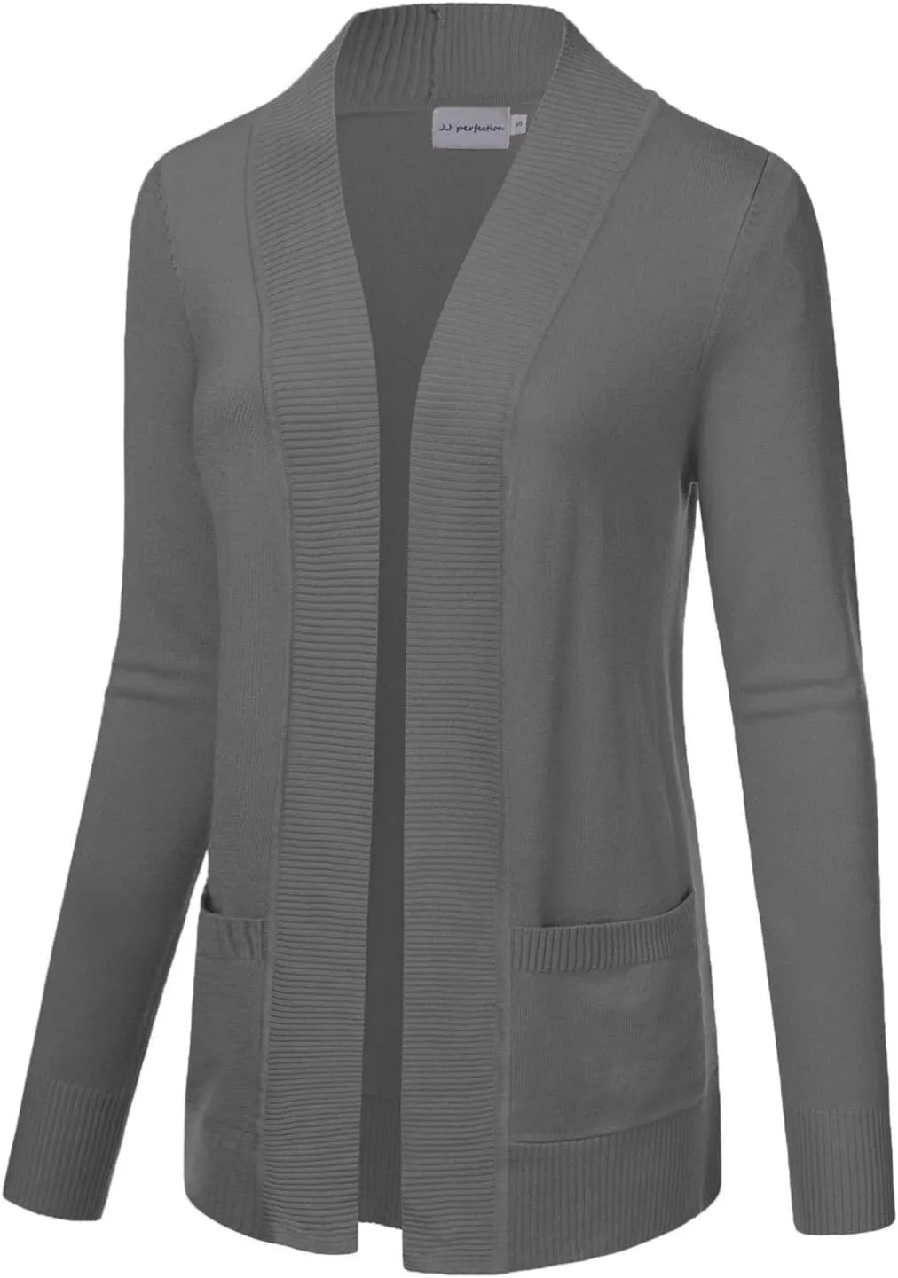 JJ Perfection Casual Open Front Knit Cardigan Long Sleeve with Side Pockets Basic Sweater Jackets for Womens with Plus Size