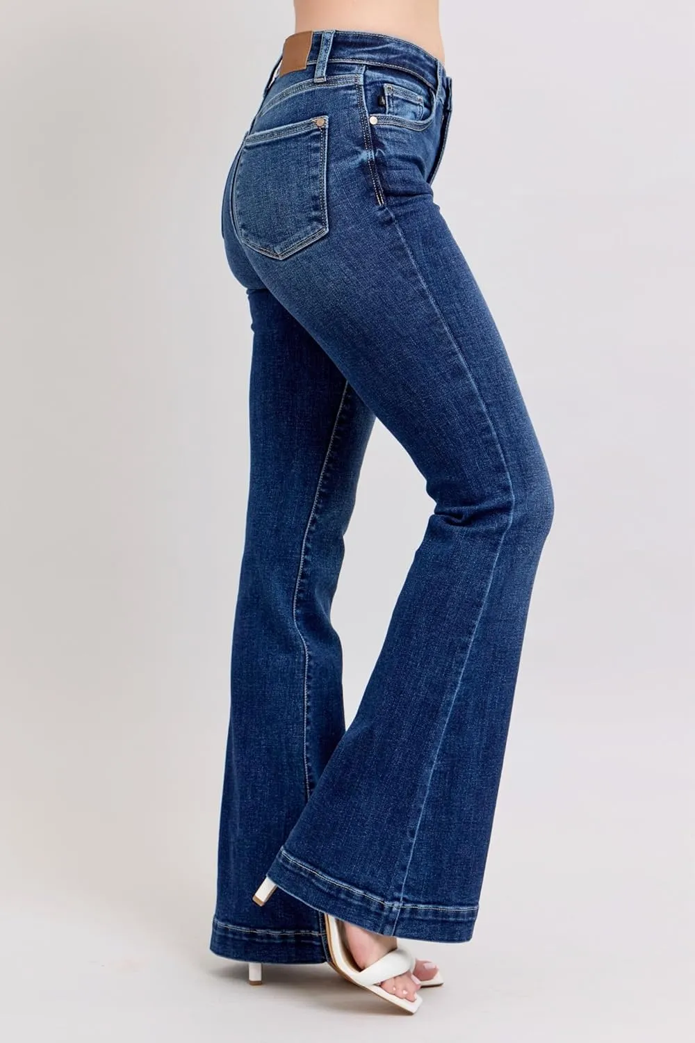 Judy Blue High-Waisted Trouser Flare Jeans  Tailored, Stretchy, and Timelessly Stylish Denim - 82637