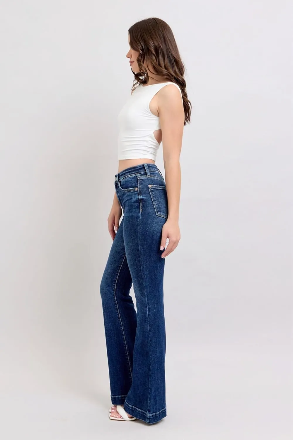 Judy Blue High-Waisted Trouser Flare Jeans  Tailored, Stretchy, and Timelessly Stylish Denim - 82637
