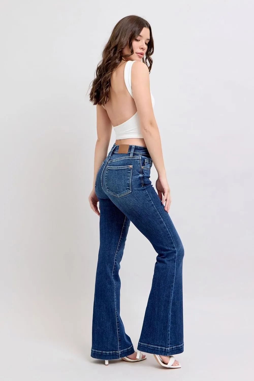 Judy Blue High-Waisted Trouser Flare Jeans  Tailored, Stretchy, and Timelessly Stylish Denim - 82637