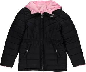 Juicy Couture Girls Reversable Coat, Faux Fur Hooded Winter Jacket, Warm Padded Parka Hoodie, Kids Heavyweight Winter Coat