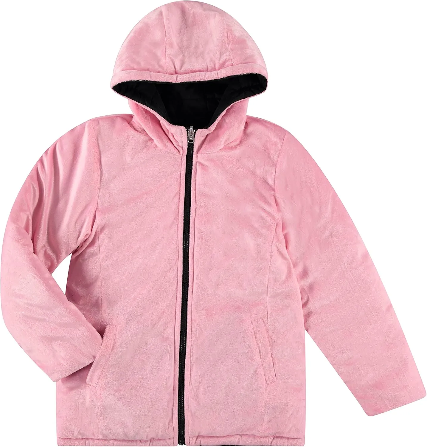 Juicy Couture Girls Reversable Coat, Faux Fur Hooded Winter Jacket, Warm Padded Parka Hoodie, Kids Heavyweight Winter Coat