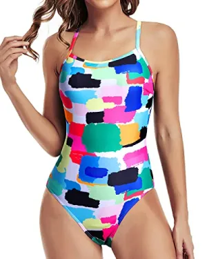 Juniors & Ladies V-Back One Piece Swimsuits For Women-Aqua