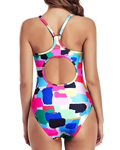 Juniors & Ladies V-Back One Piece Swimsuits For Women-Aqua