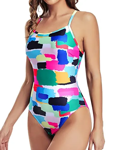 Juniors & Ladies V-Back One Piece Swimsuits For Women-Aqua