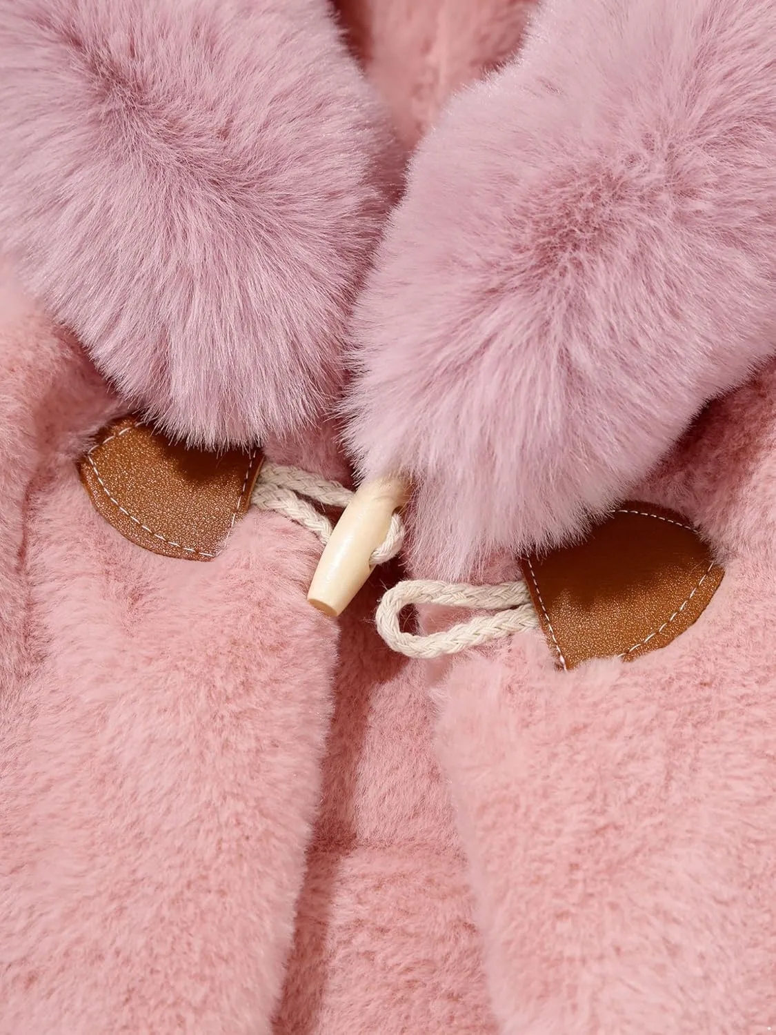 Kaerm Toddler Baby Girls Cute Carseat Poncho Faux Fur Hooded Cape Cloak Fleece Jacket Coat Winter Outerwear