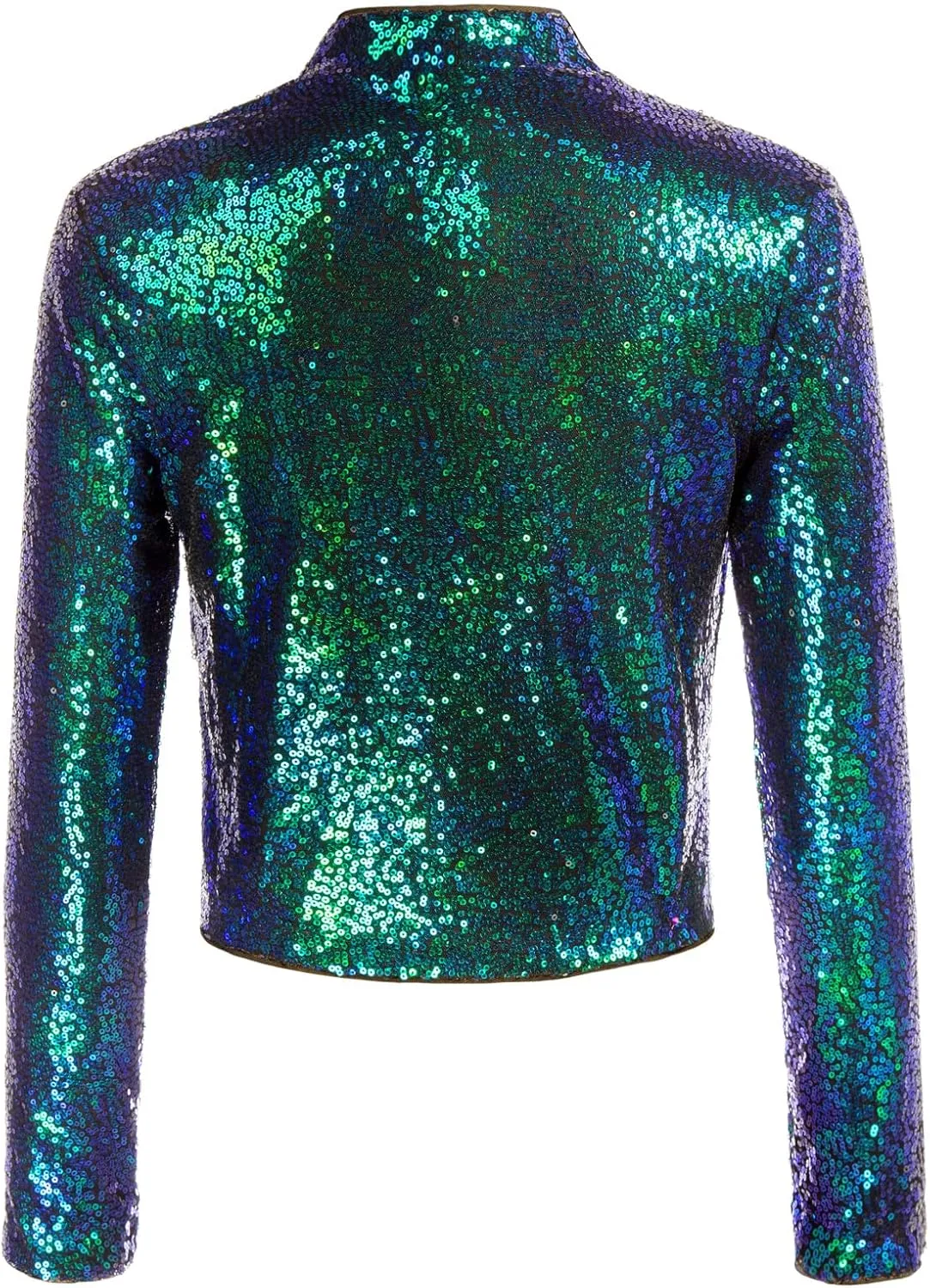 KANCY KOLE Women's Sequin Shrug Long Sleeve Open Front Cropped Bolero Jackets S-XXL