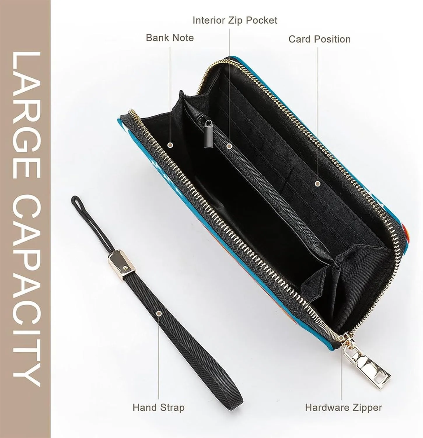 Karakalpakstan Flag Long Purse with Removable Wristlet Stylish PU Leather Zipper Wallet for Women Men