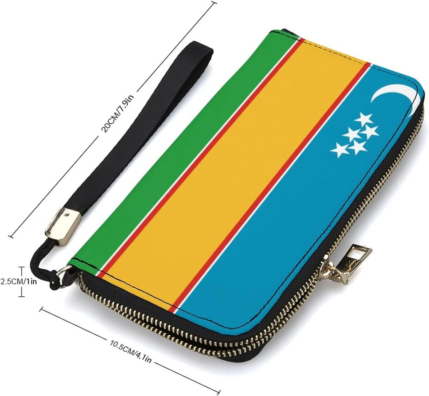 Karakalpakstan Flag Long Purse with Removable Wristlet Stylish PU Leather Zipper Wallet for Women Men