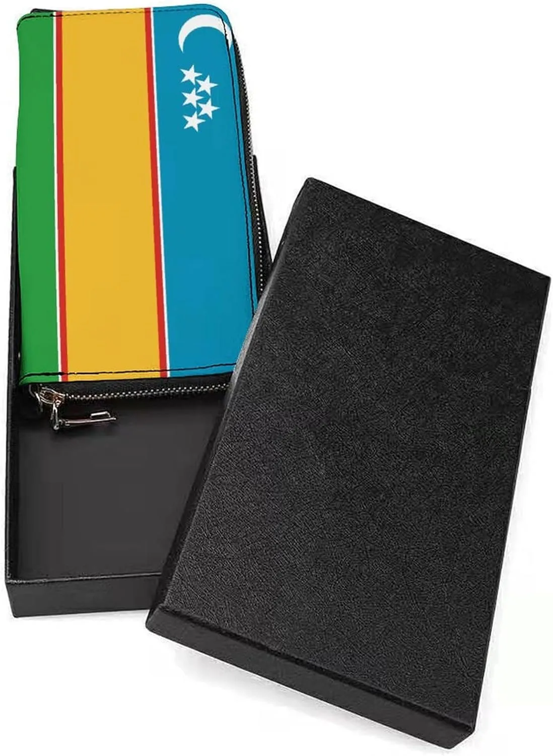 Karakalpakstan Flag Long Purse with Removable Wristlet Stylish PU Leather Zipper Wallet for Women Men