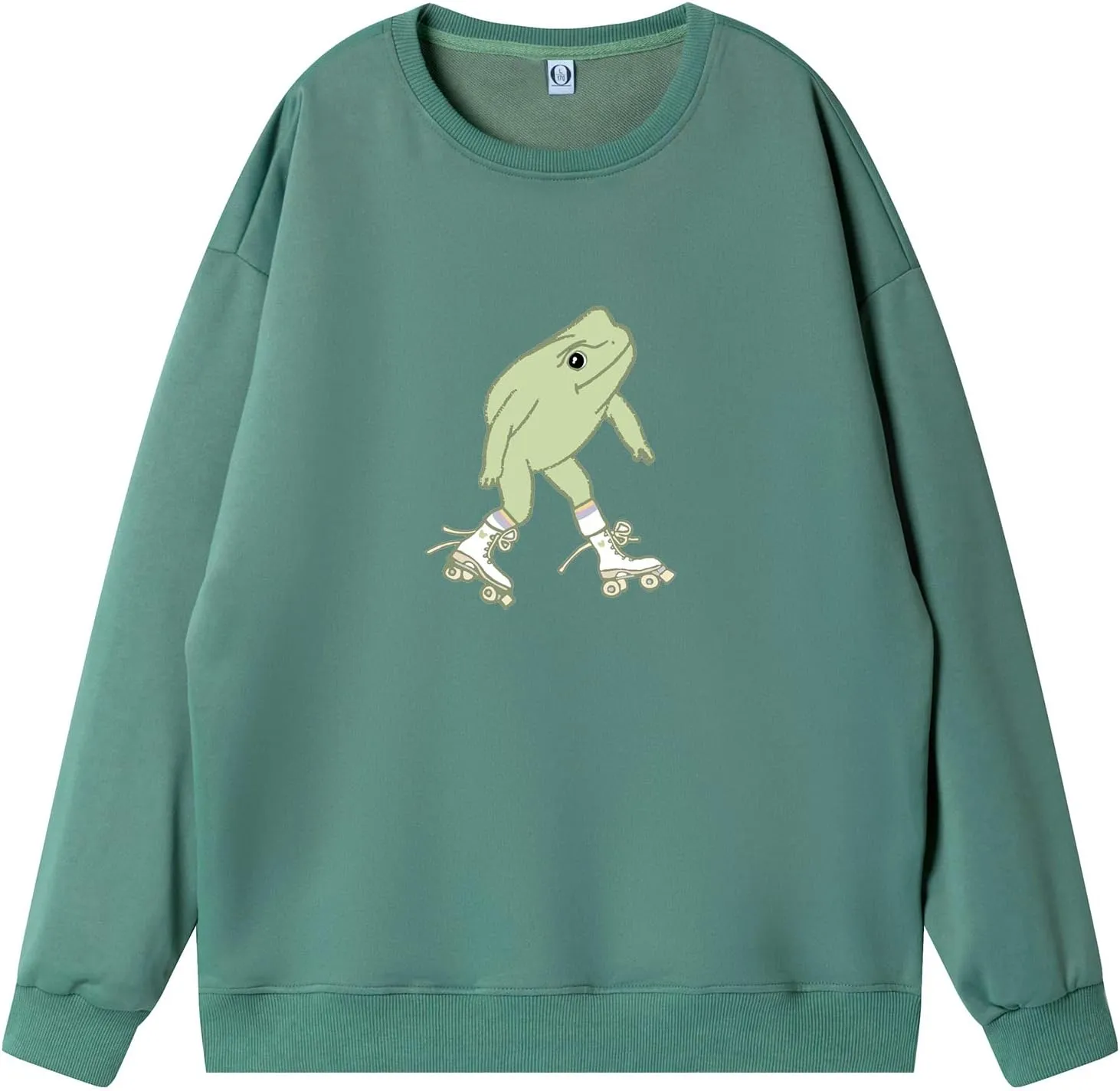 KEEVICI Cute Frog Sweatshirt for Teen Girls Kawaii Hoodie Oversized Aesthetic Animal Print Sweaters Baggy Crewneck Pullover