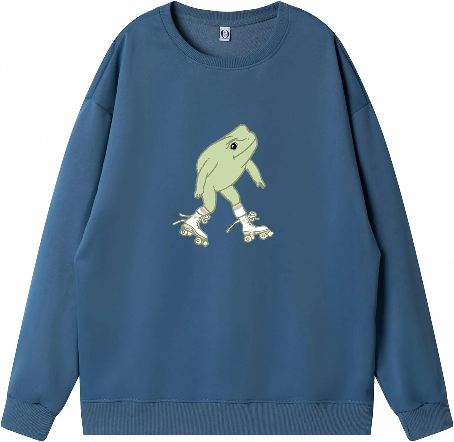 KEEVICI Cute Frog Sweatshirt for Teen Girls Kawaii Hoodie Oversized Aesthetic Animal Print Sweaters Baggy Crewneck Pullover