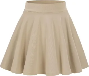 KEREDA Girls Casual Mini High Waist Stretchy Flared Pleated Skater Skirts 5-13 Years