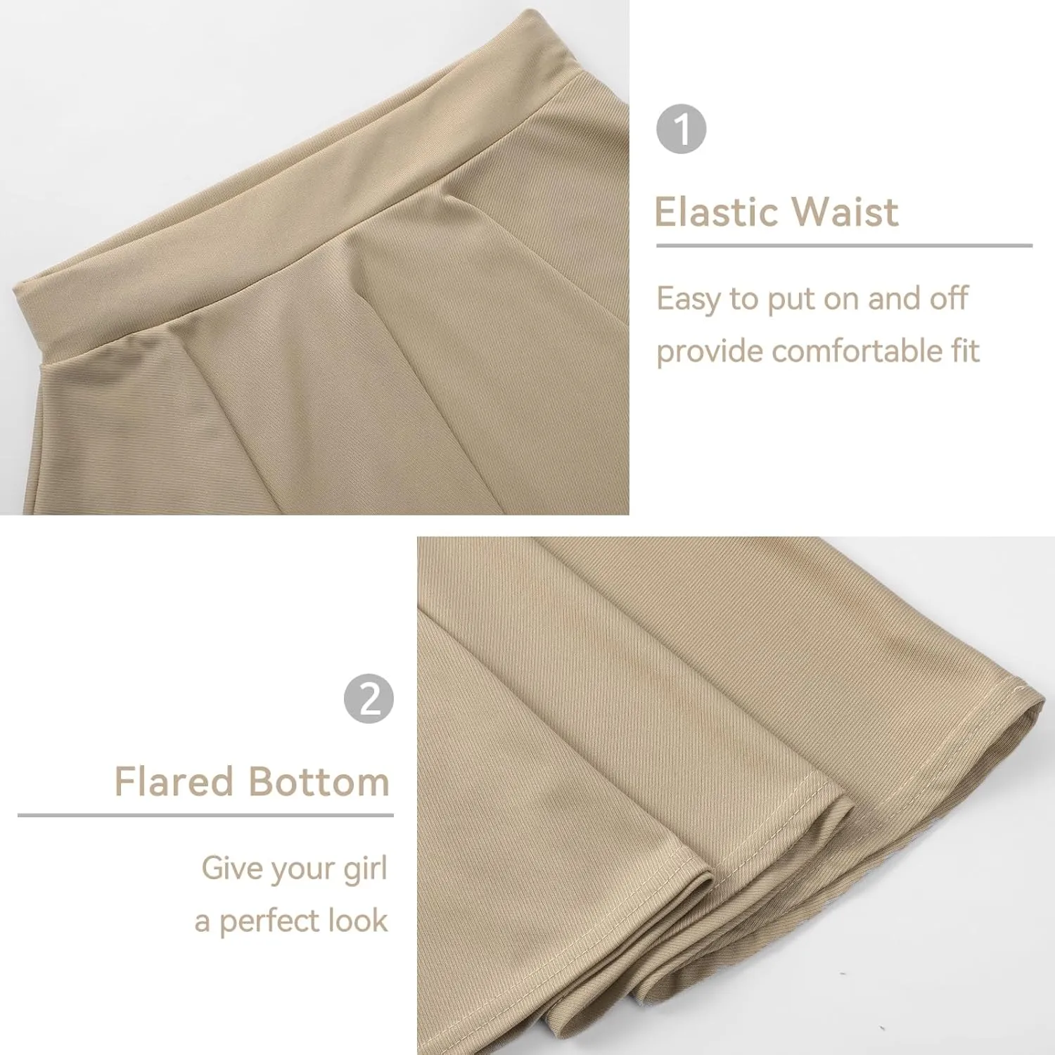 KEREDA Girls Casual Mini High Waist Stretchy Flared Pleated Skater Skirts 5-13 Years
