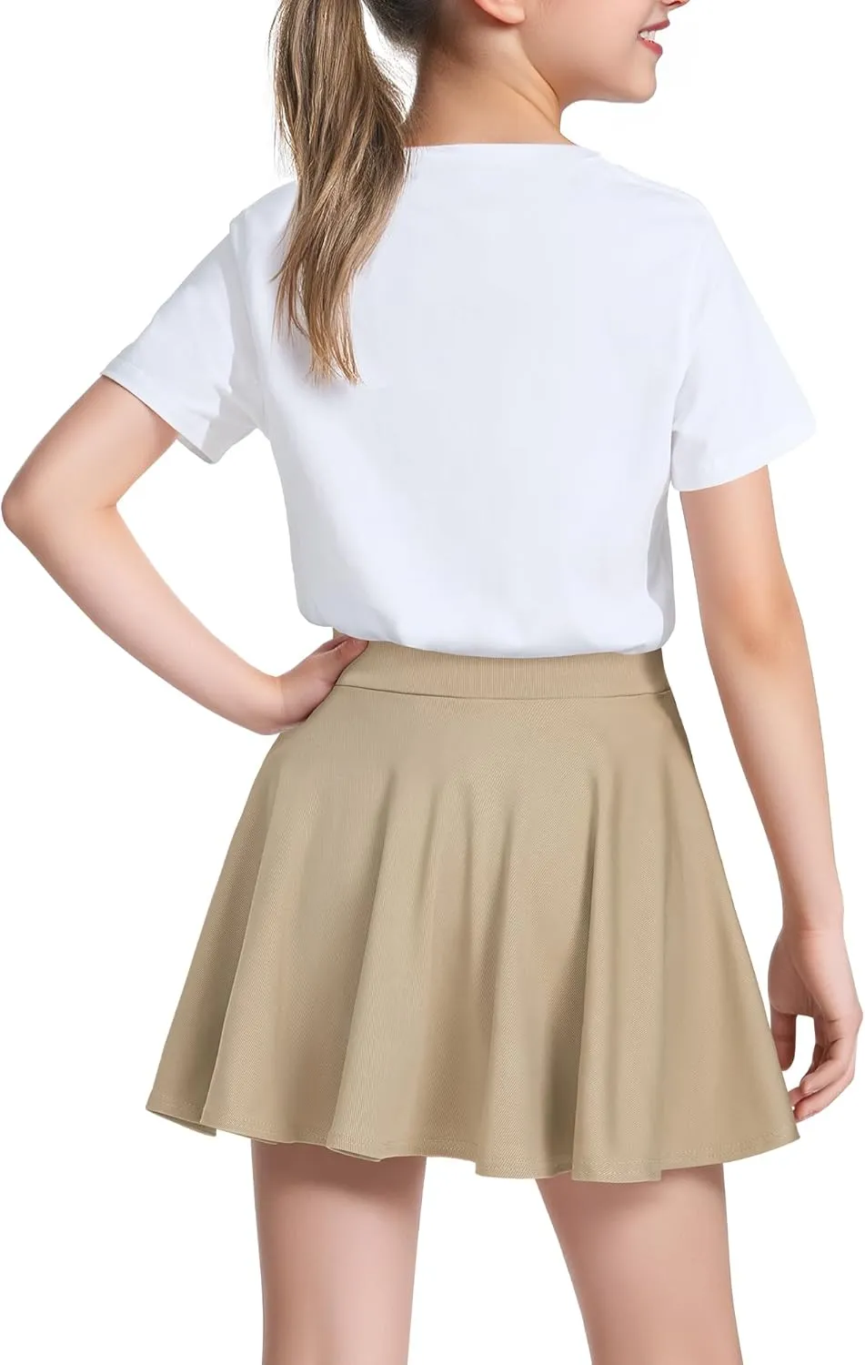 KEREDA Girls Casual Mini High Waist Stretchy Flared Pleated Skater Skirts 5-13 Years