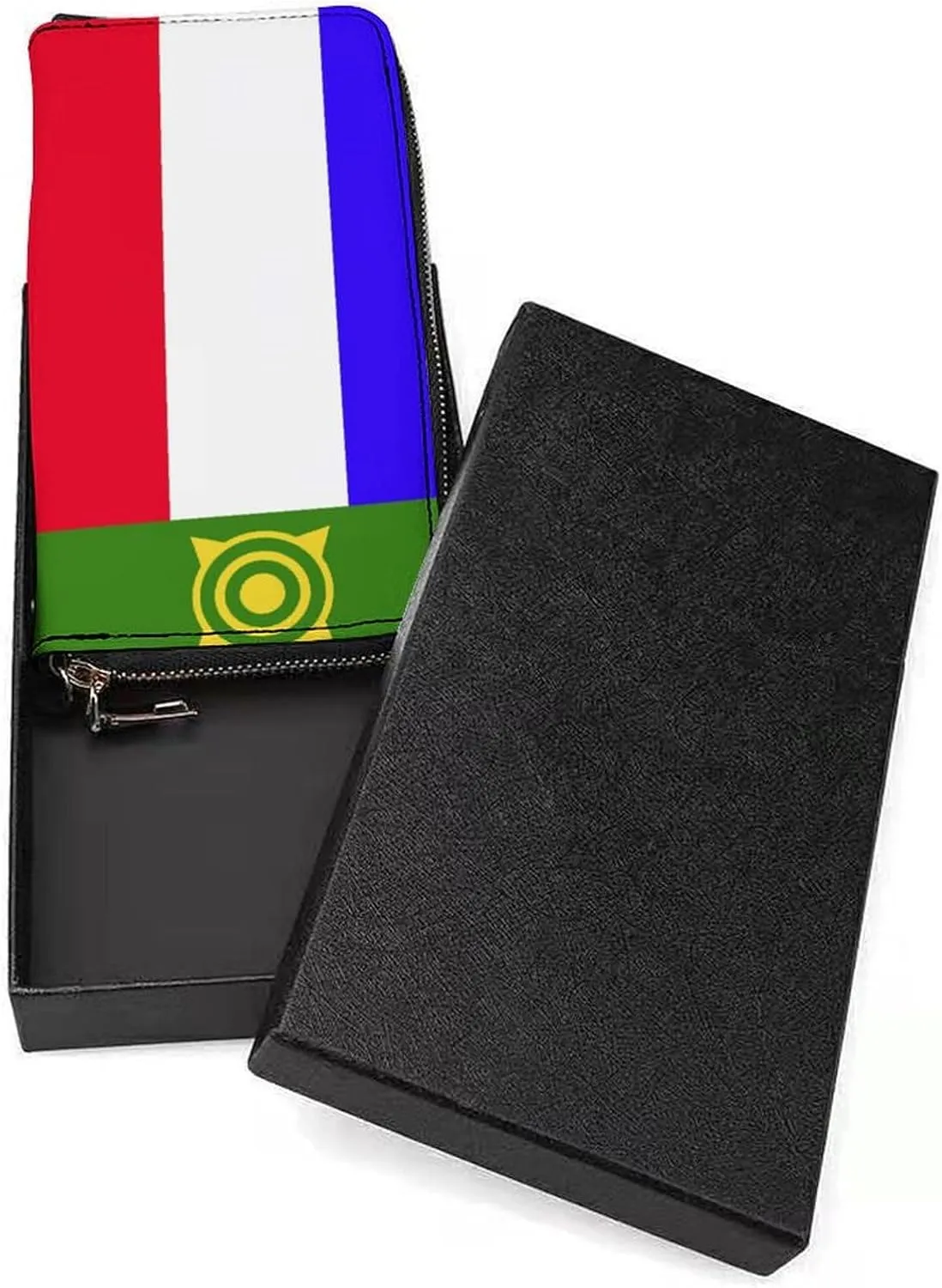 Khakassia Flag Long Purse with Removable Wristlet Stylish PU Leather Zipper Wallet for Women Men