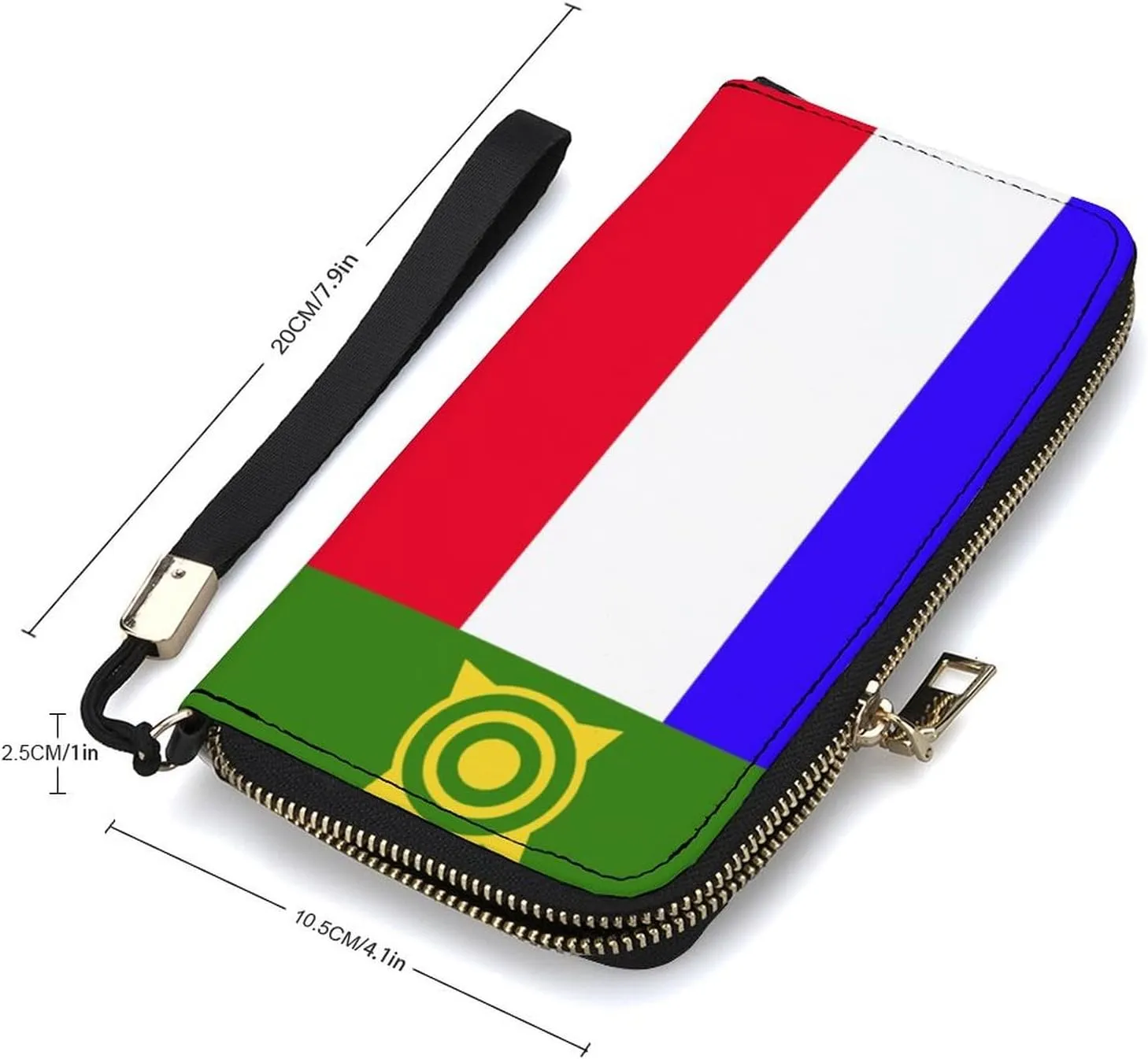 Khakassia Flag Long Purse with Removable Wristlet Stylish PU Leather Zipper Wallet for Women Men
