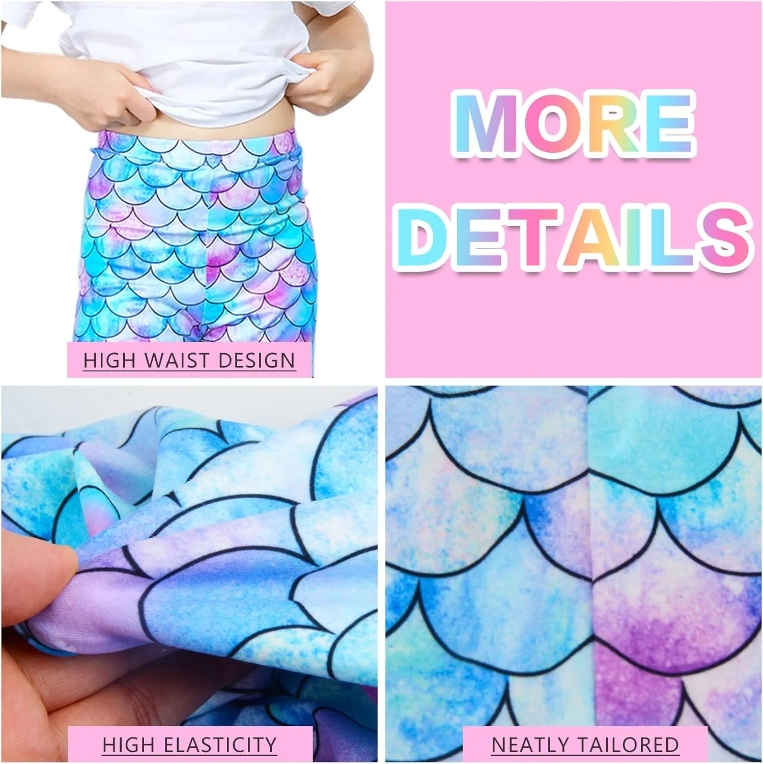 Kid Girls Unicorn Rainbow Mermaid Leggings Soft Stretchy Pants High Waist Slim Tights