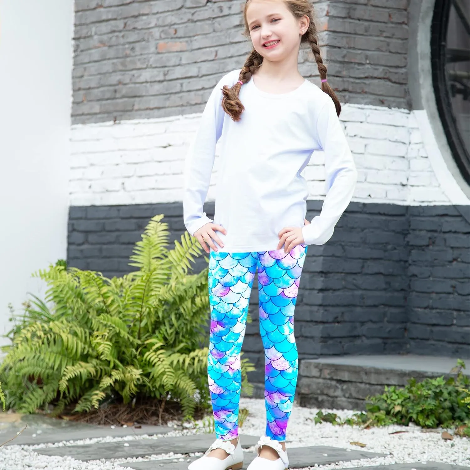Kid Girls Unicorn Rainbow Mermaid Leggings Soft Stretchy Pants High Waist Slim Tights
