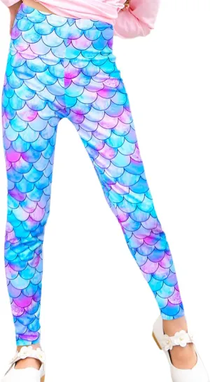 Kid Girls Unicorn Rainbow Mermaid Leggings Soft Stretchy Pants High Waist Slim Tights