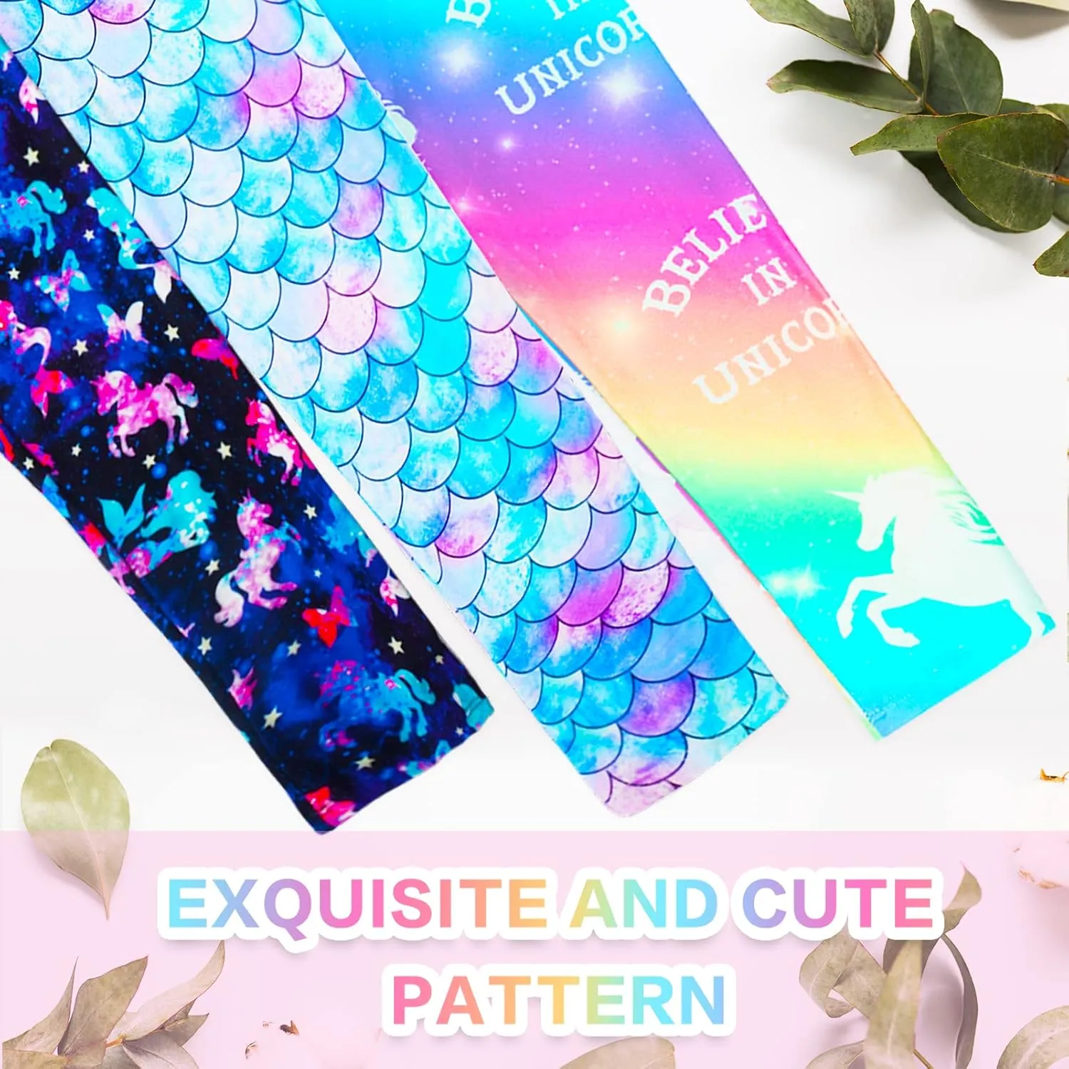 Kid Girls Unicorn Rainbow Mermaid Leggings Soft Stretchy Pants High Waist Slim Tights