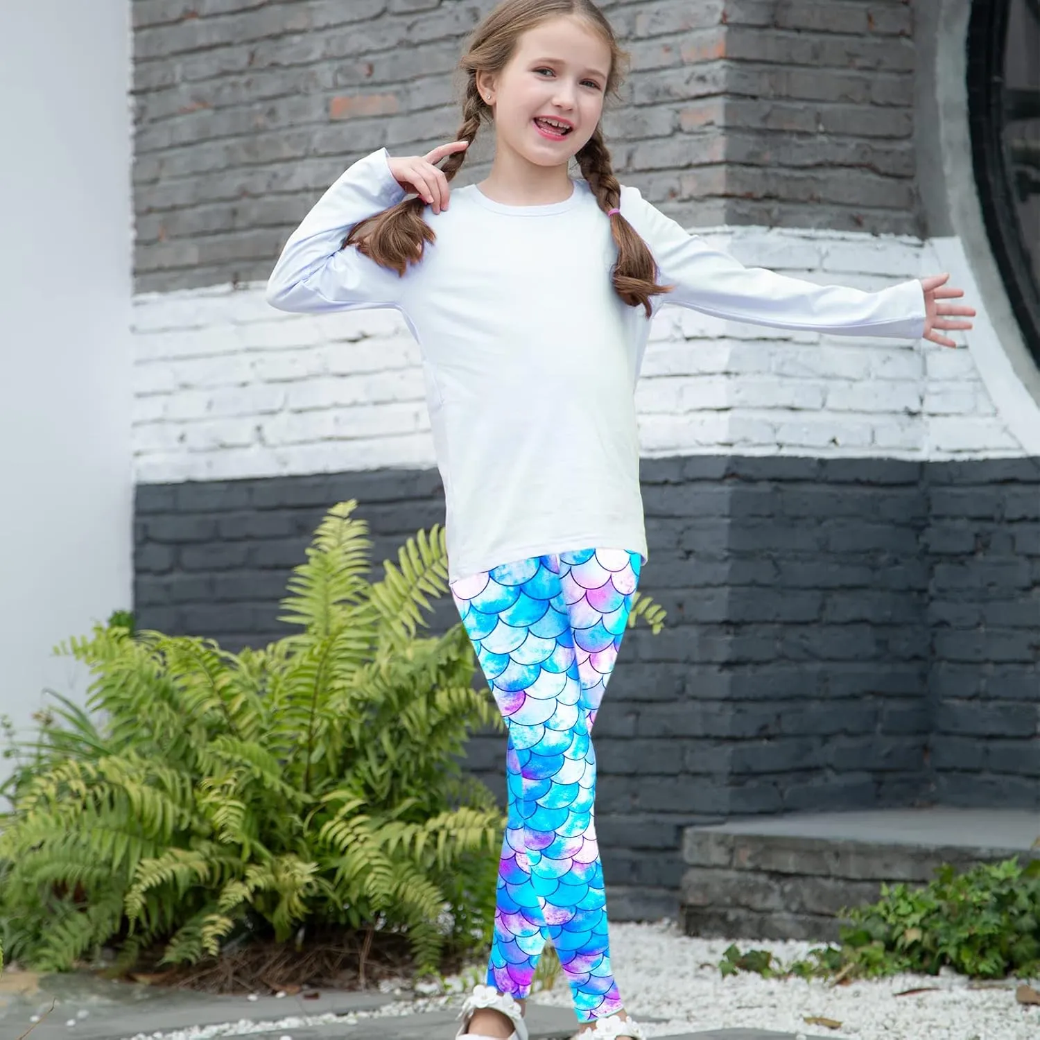 Kid Girls Unicorn Rainbow Mermaid Leggings Soft Stretchy Pants High Waist Slim Tights