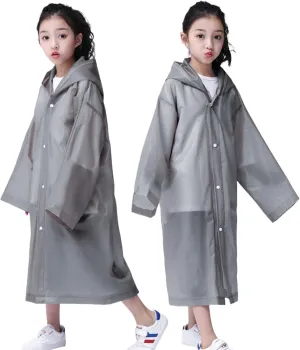 Kids Rain Poncho 2 Pack, Reusable Raincoat Rain Jackets for 6-14 Girls Boys