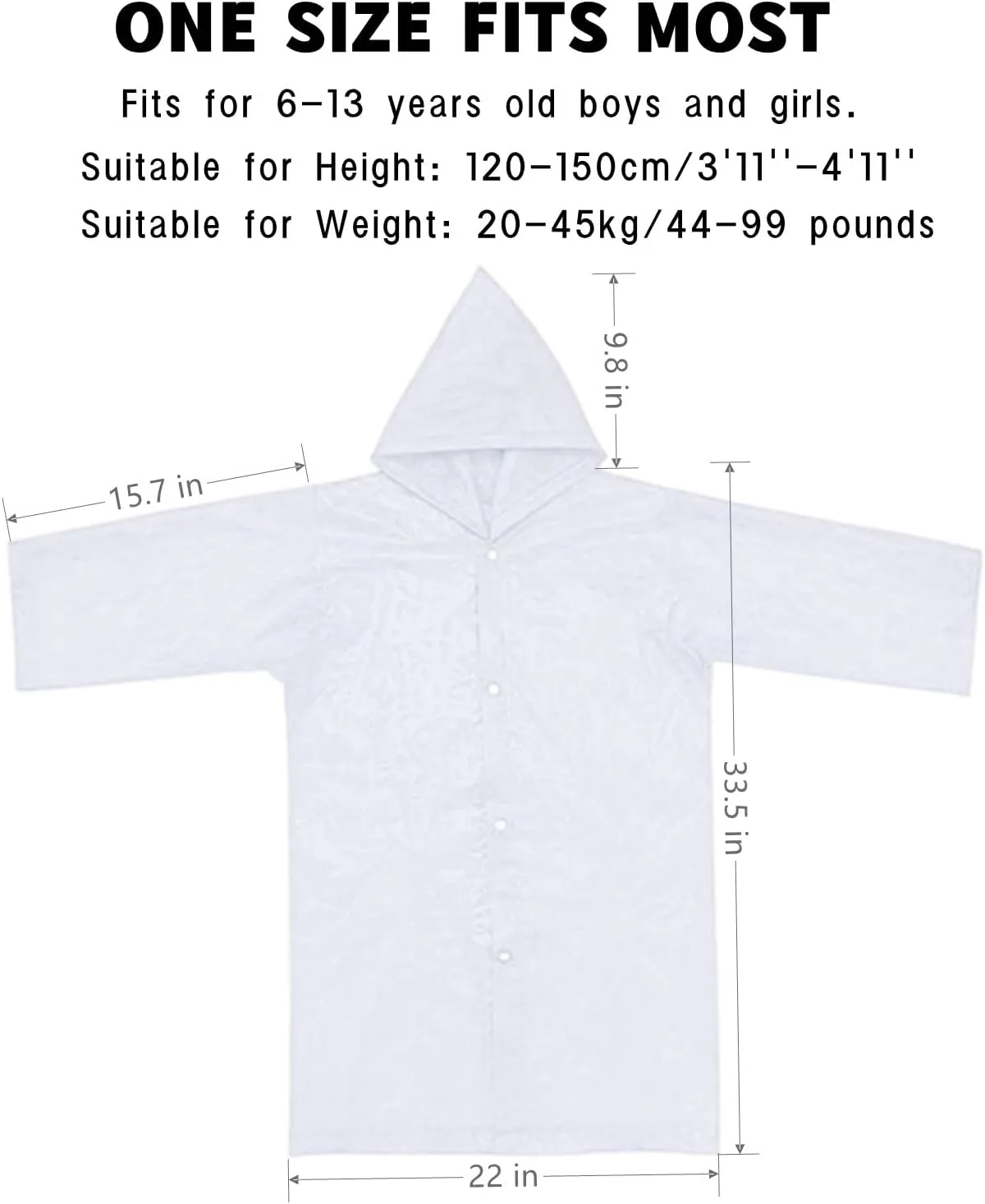 Kids Rain Poncho 2 Pack, Reusable Raincoat Rain Jackets for 6-14 Girls Boys