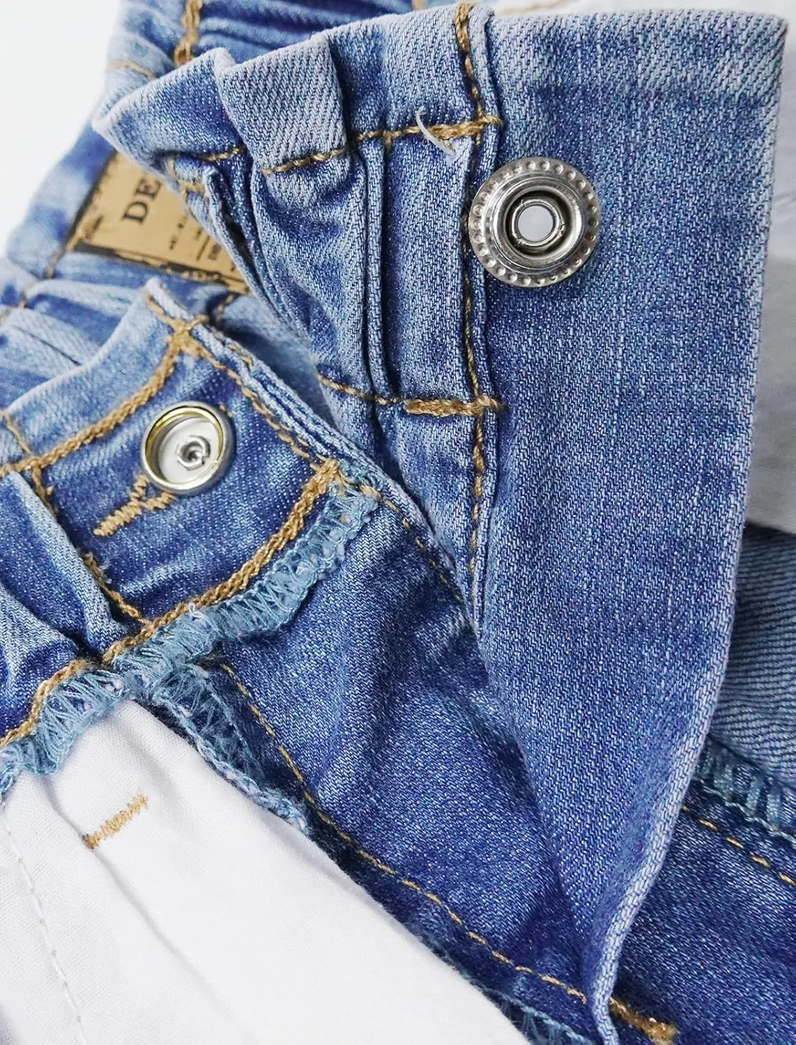 KIDSCOOL SPACE Baby Girl Boy Jeans,Soft Ripped Denim Elastic Band Inside Pants