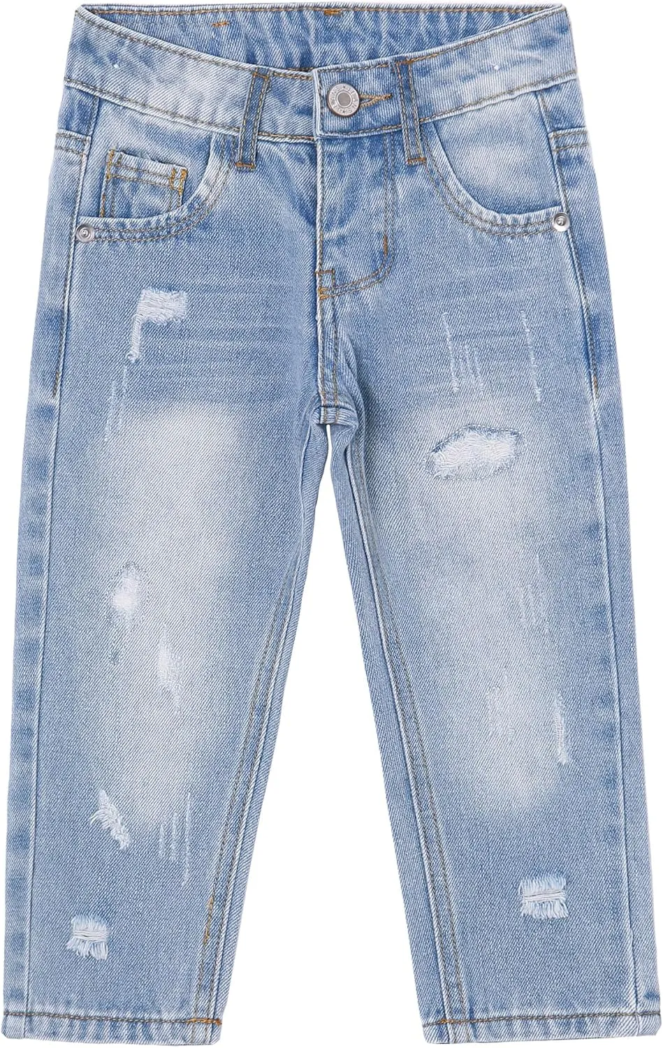 KIDSCOOL SPACE Baby Girl Boy Jeans,Soft Ripped Denim Elastic Band Inside Pants