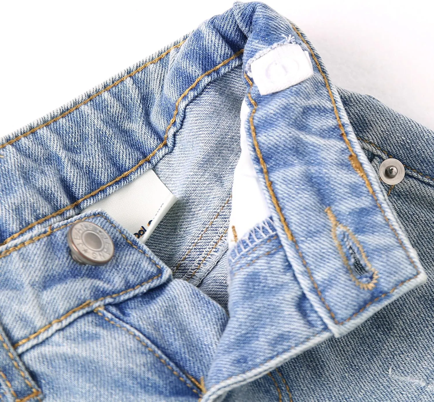 KIDSCOOL SPACE Baby Girl Boy Jeans,Soft Ripped Denim Elastic Band Inside Pants