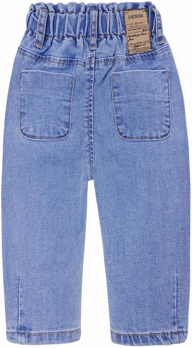 KIDSCOOL SPACE Baby Girl Boy Jeans,Soft Ripped Denim Elastic Band Inside Pants