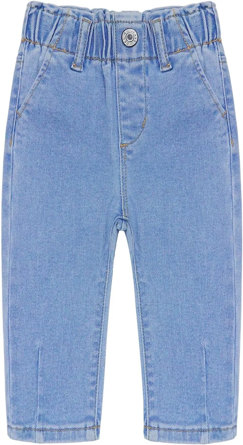 KIDSCOOL SPACE Baby Girl Boy Jeans,Soft Ripped Denim Elastic Band Inside Pants