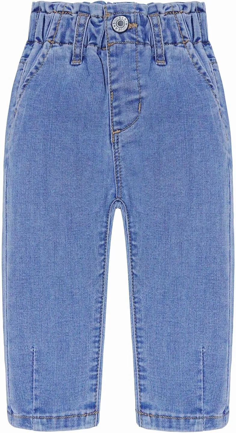 KIDSCOOL SPACE Baby Girl Boy Jeans,Soft Ripped Denim Elastic Band Inside Pants