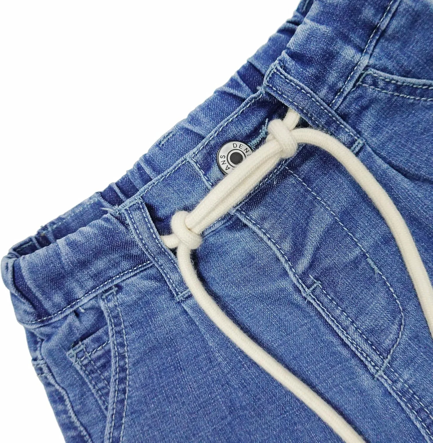 KIDSCOOL SPACE Baby Girl Boy Jeans,Soft Ripped Denim Elastic Band Inside Pants