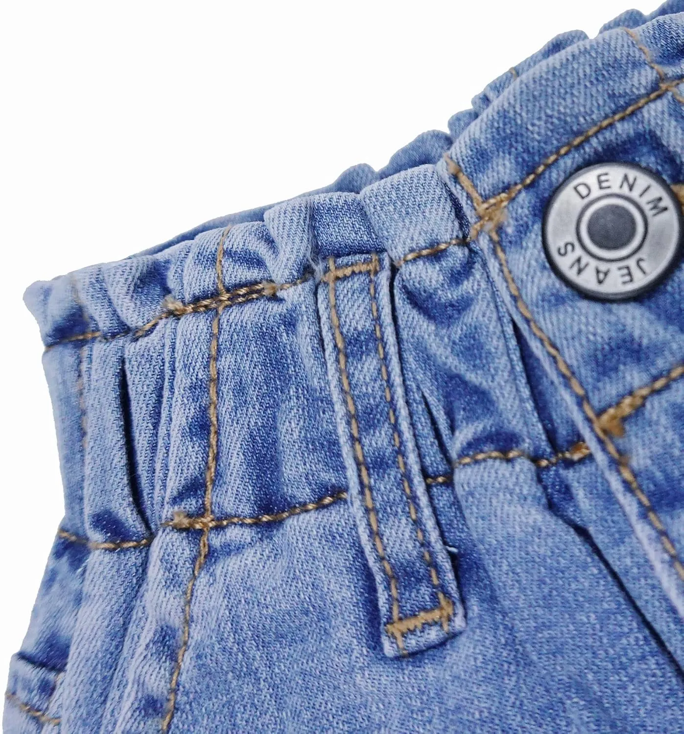 KIDSCOOL SPACE Baby Girl Boy Jeans,Soft Ripped Denim Elastic Band Inside Pants