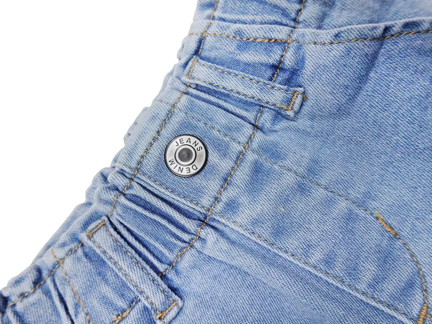 KIDSCOOL SPACE Baby Girl Boy Jeans,Soft Ripped Denim Elastic Band Inside Pants