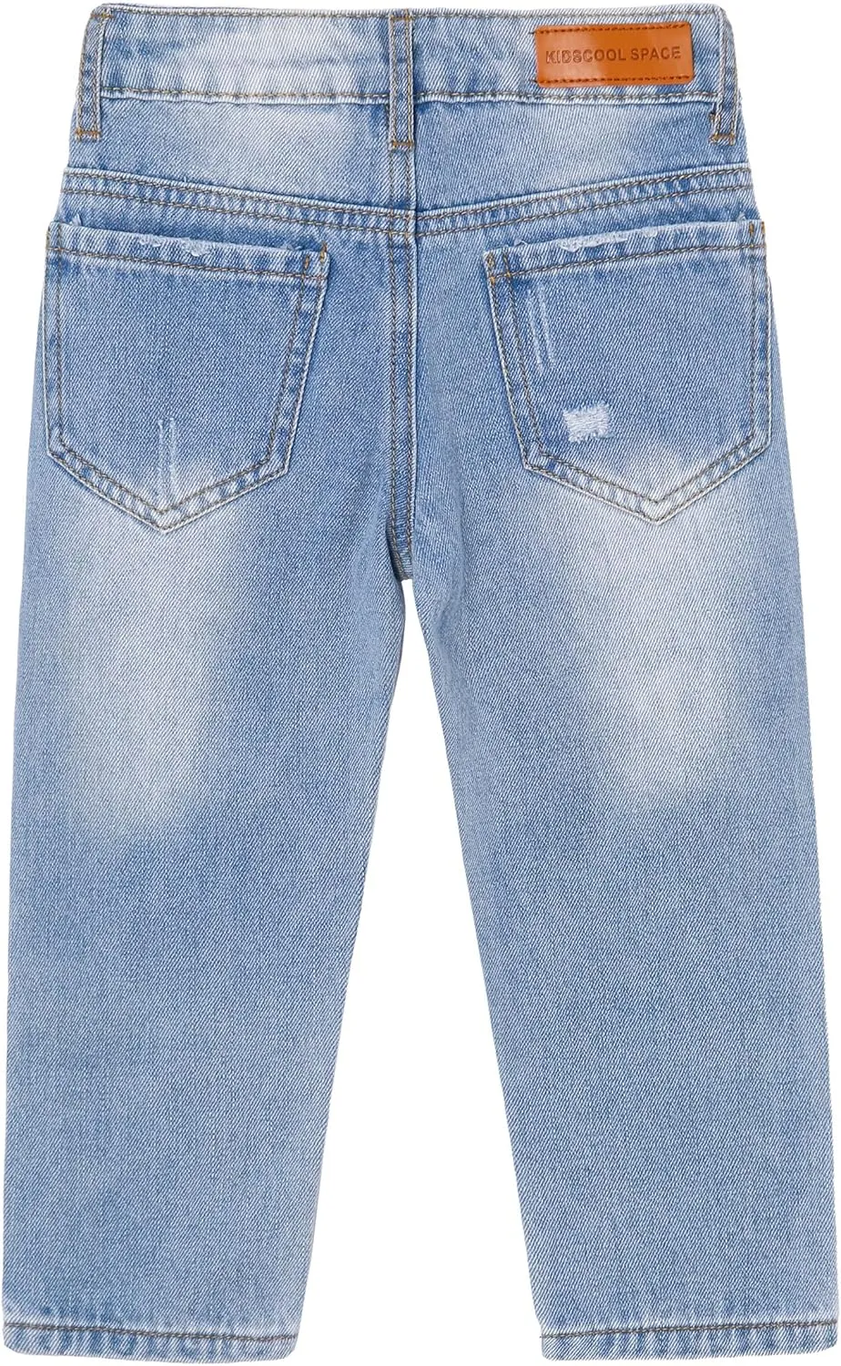 KIDSCOOL SPACE Baby Girl Boy Jeans,Soft Ripped Denim Elastic Band Inside Pants
