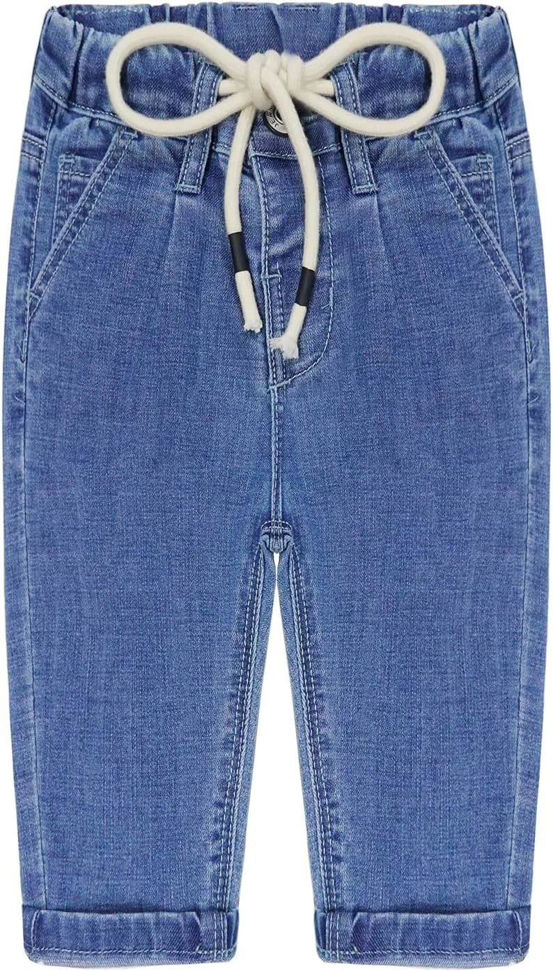 KIDSCOOL SPACE Baby Girl Boy Jeans,Soft Ripped Denim Elastic Band Inside Pants