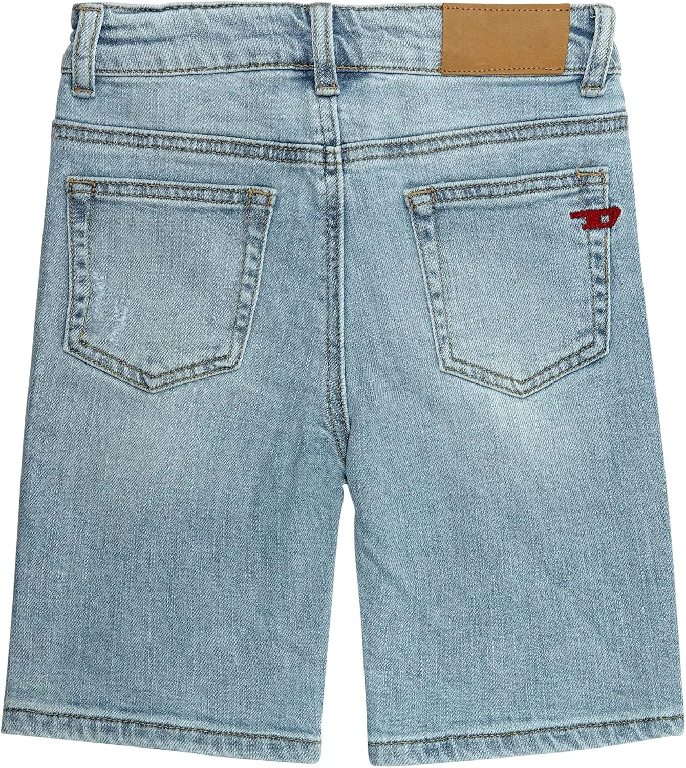 KIDSCOOL SPACE Boys Slim Fit Mid-Thigh Denim Shorts, Ripped Soft Elastic Band Inside Half Jean Pants