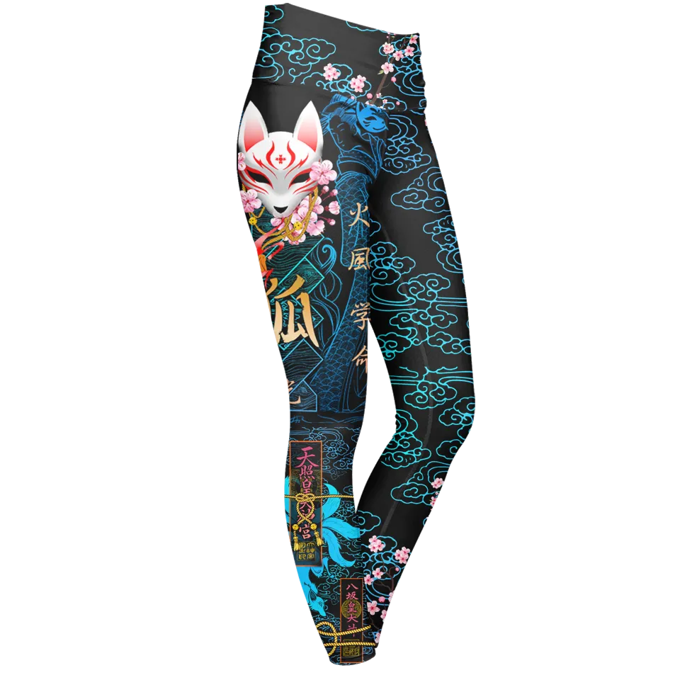Kitsune High Waisted Leggings - Blue Edition